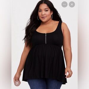 EUC TORRID Super Soft Black Zip Babydoll Tank